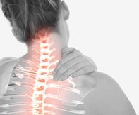 Digital composite of Highlighted spine of woman with neck pain-2